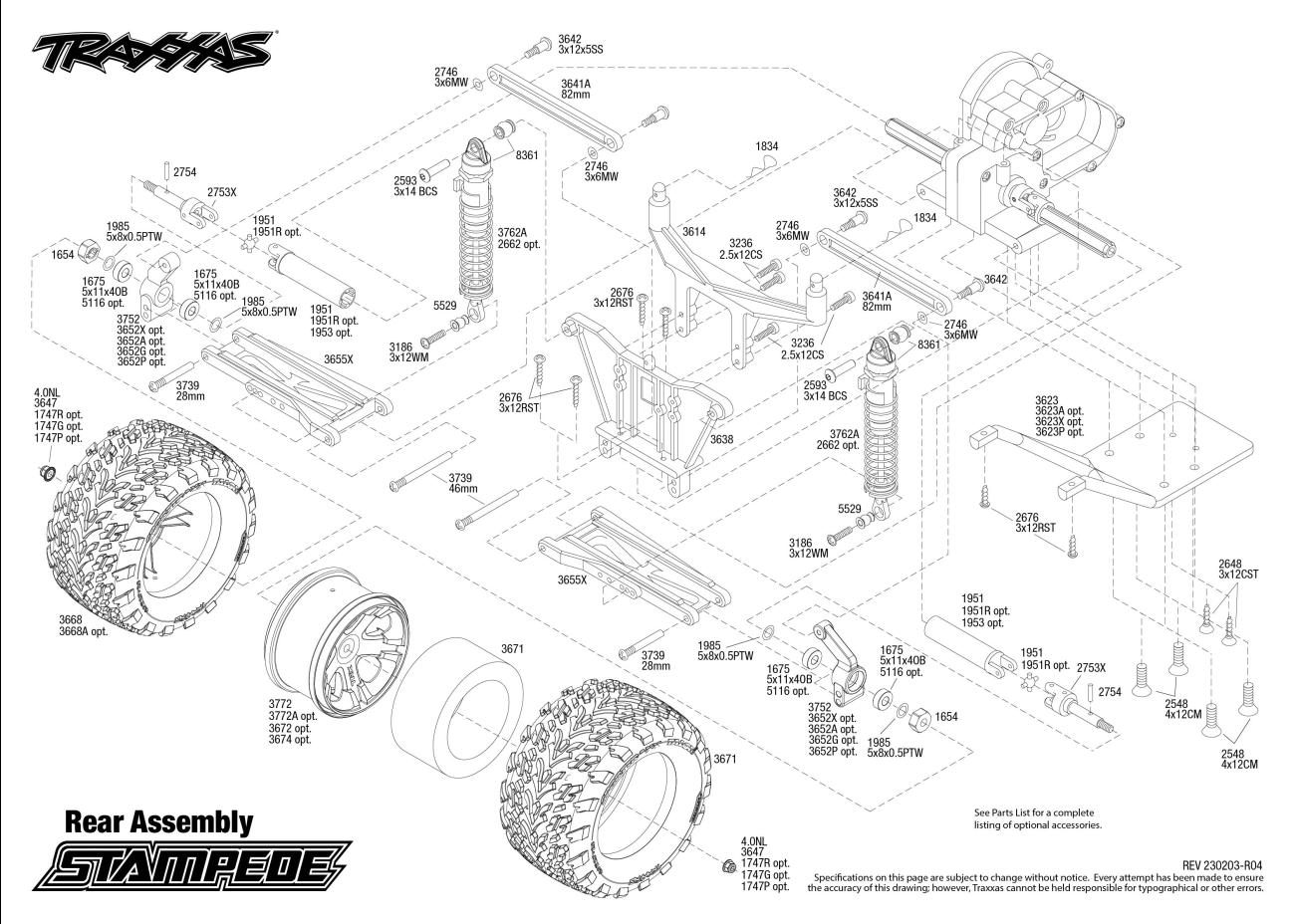 Stampede (36054-4) Rear Assembly Exploded View