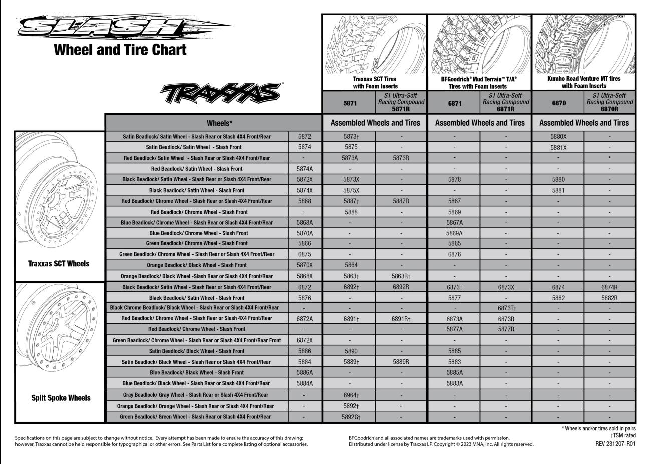 Slash (58034-8) Tire Chart