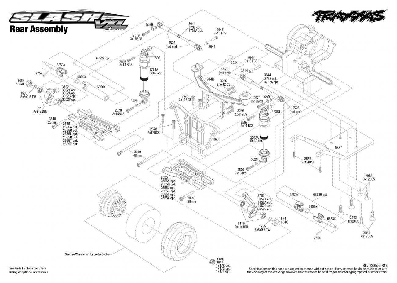 Slash VXL (58076-4) Rear Assembly Exploded View Slash VXL (58076-4) Rear Assembly Exploded View