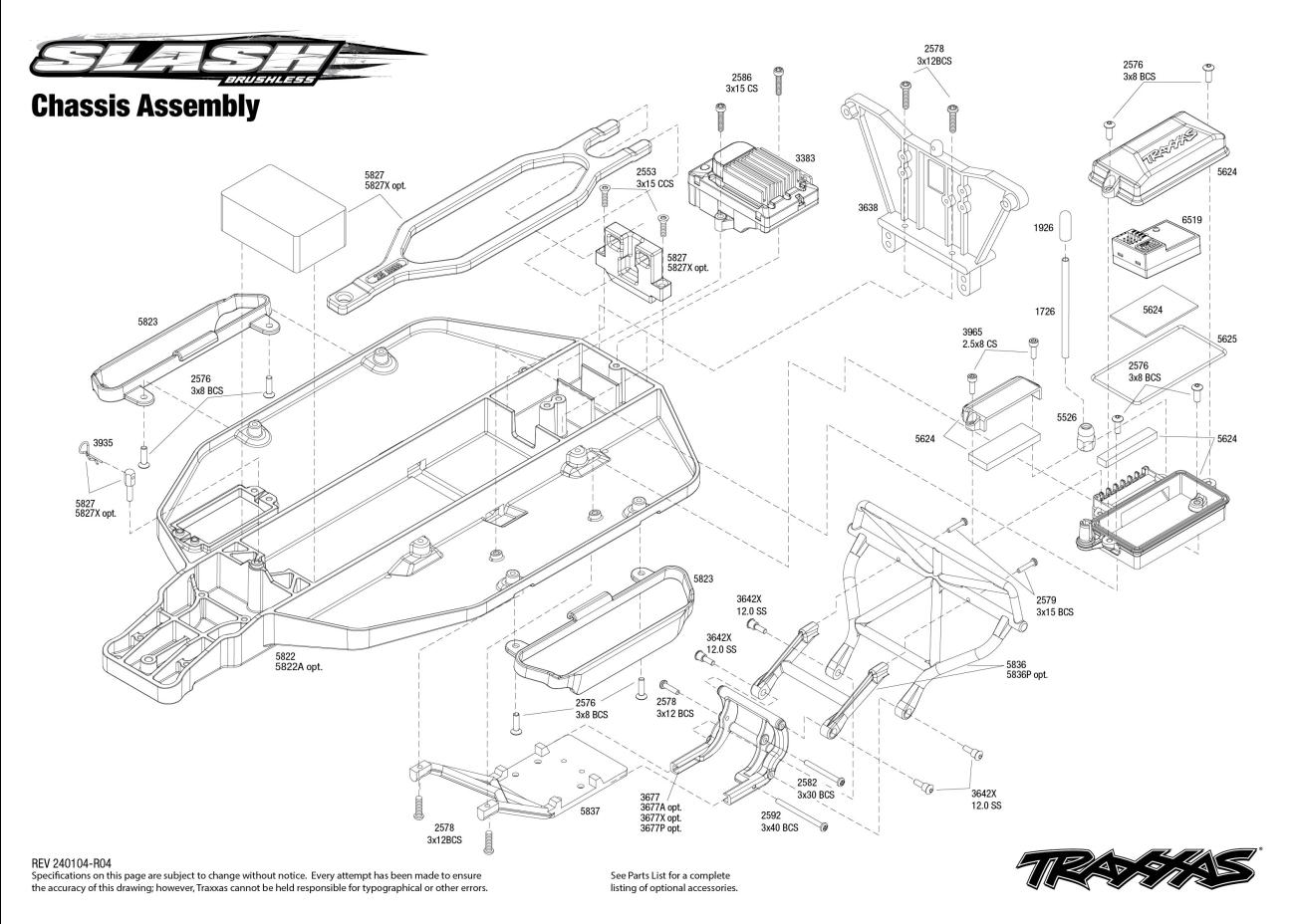 Slash (58134-4) Chassis Assembly Exploded View