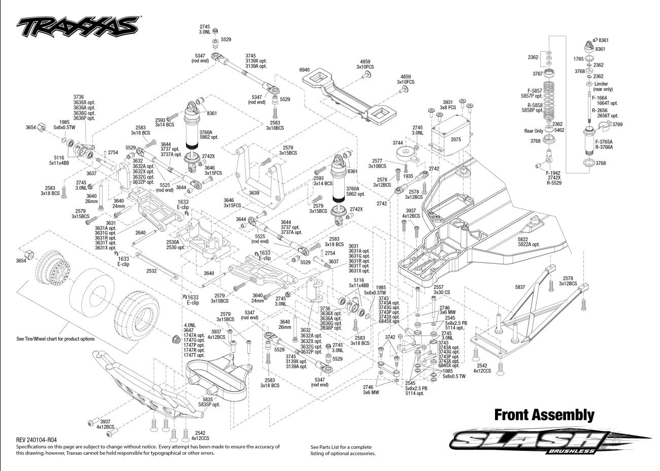 Slash (58134-4) Front Assembly Exploded View