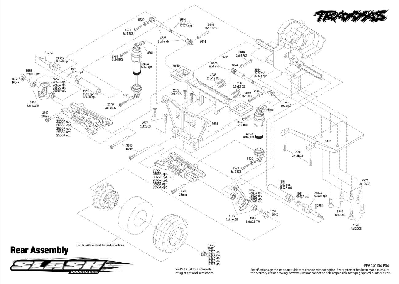 Slash (58134-4) Rear Assembly Exploded View