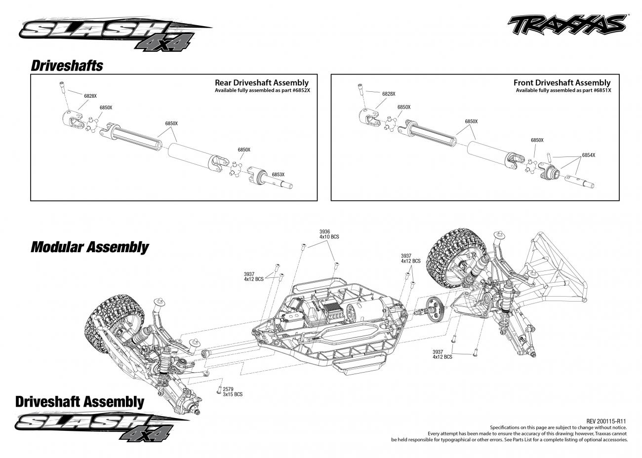 Slash 4X4 (68054-4) Driveshafts Assembly Exploded View