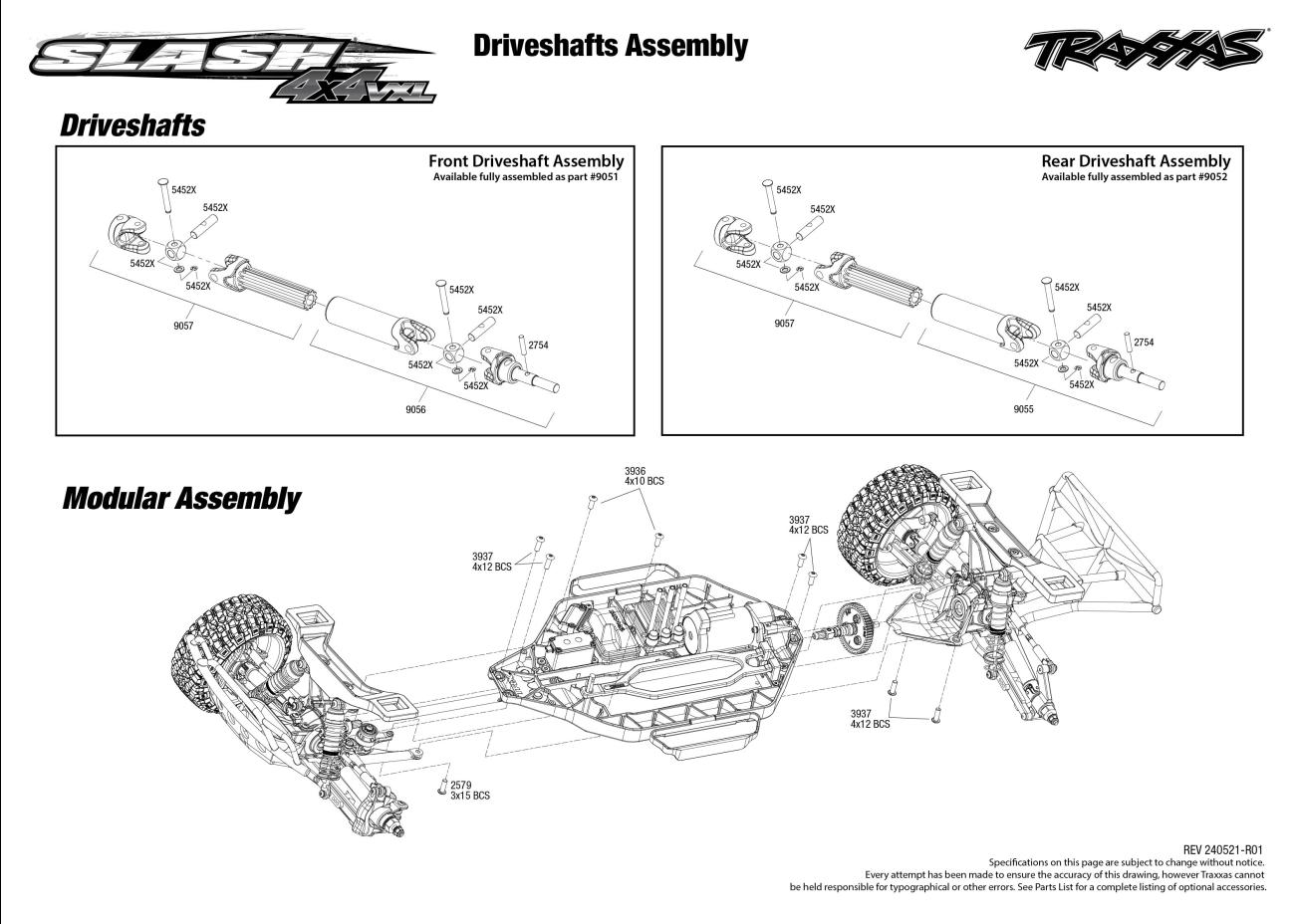 Slash 4X4 VXL (68386-4) Driveshafts Assembly Exploded View