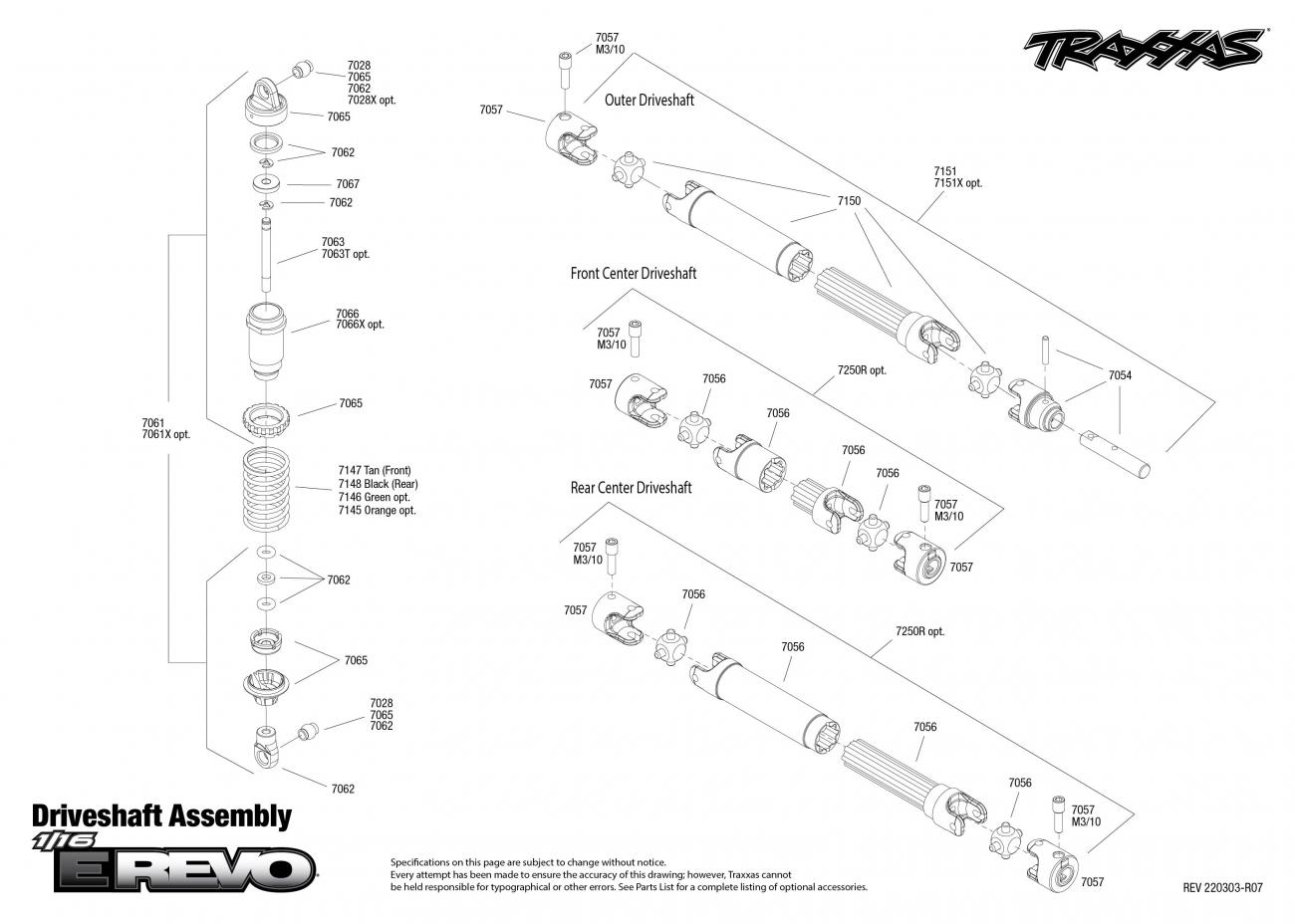 1/16 E-Revo (71054-1) Driveshaft Assembly Exploded View