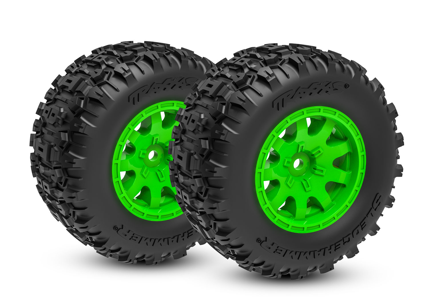 Green Rear Wheels w/ Sledgehammer Tires (2)