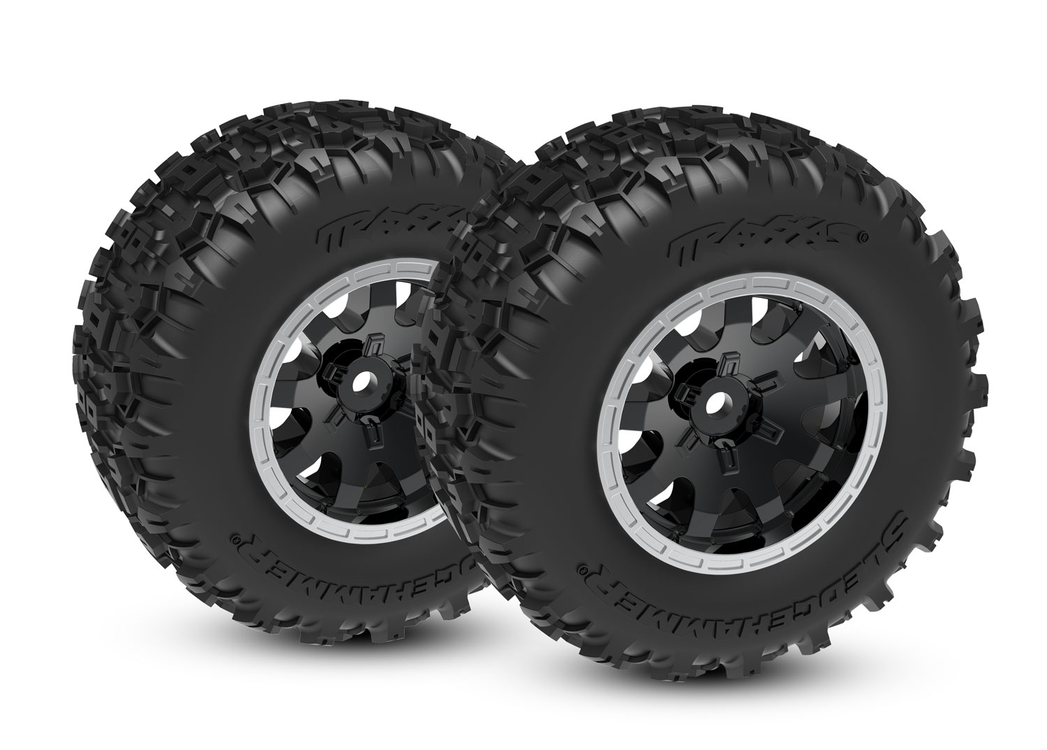 Black & Satin Front Wheels w/ Sledgehammer Tires (2)