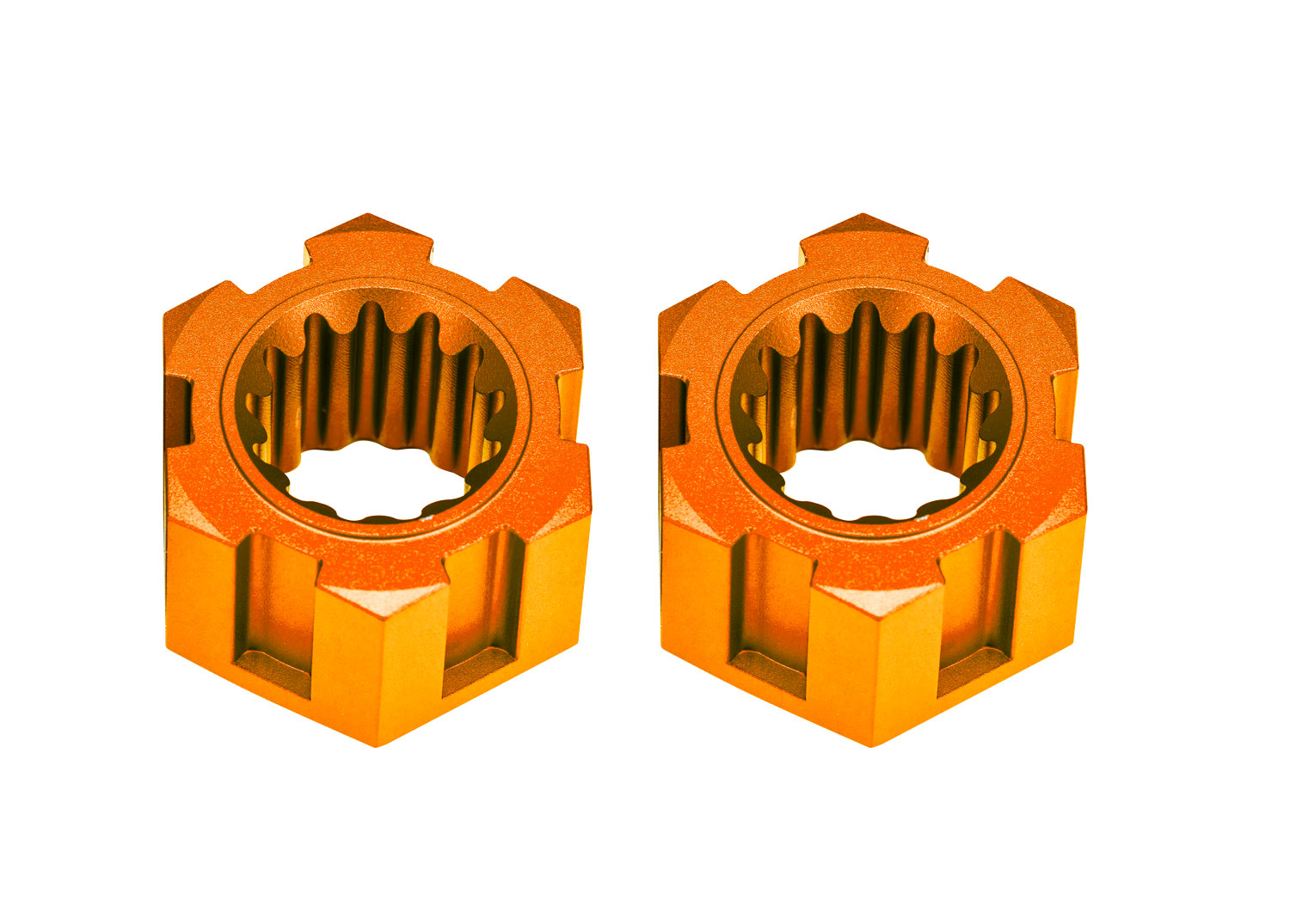 Orange Aluminum Front Sand Car Hex Hubs & Clips (2)
