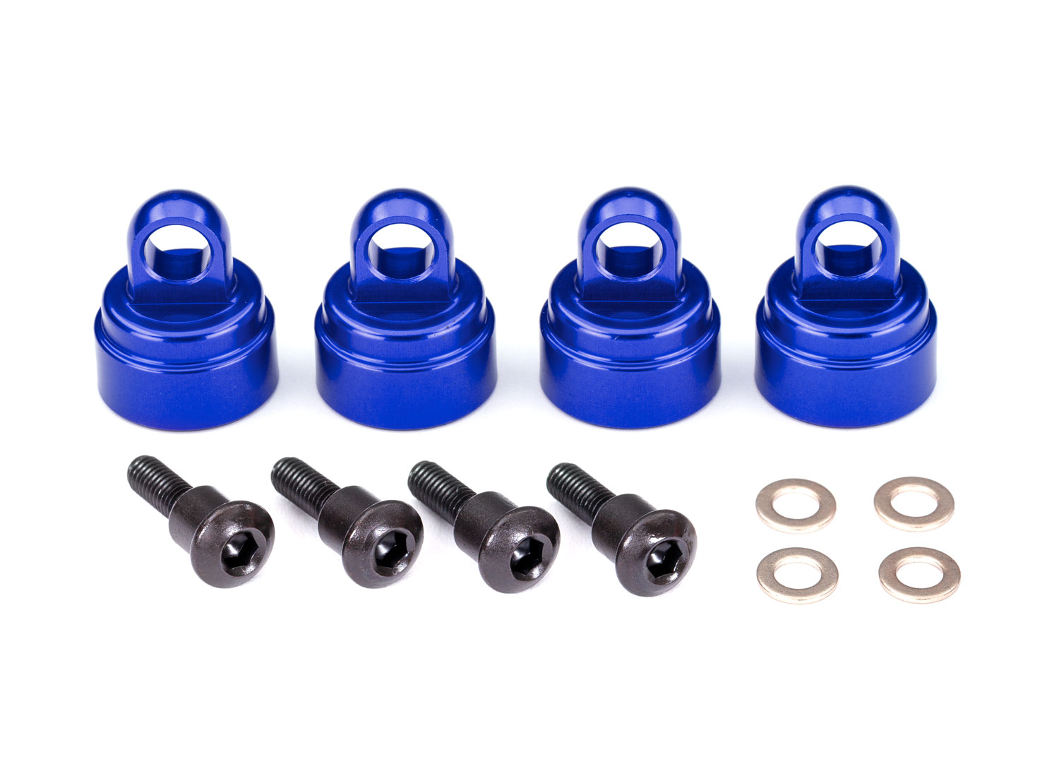 Blue Aluminum Shock Caps (4) Blue Aluminum Shock Caps (4)