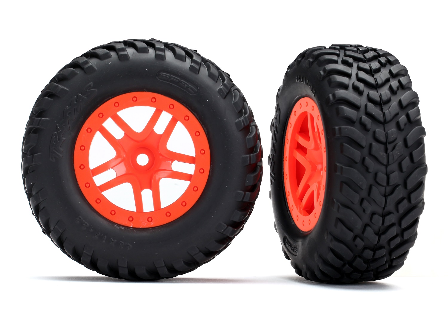 Split-Spoke Orange Wheels & Off-Road Tires (2)