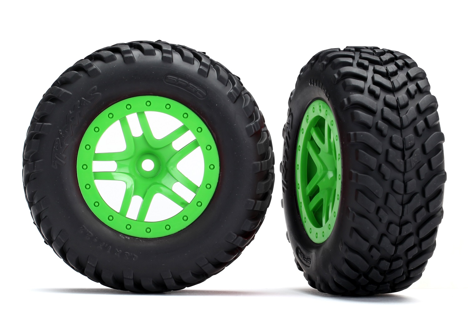 Split-Spoke Green Wheels & Off-Road Tires (2)
