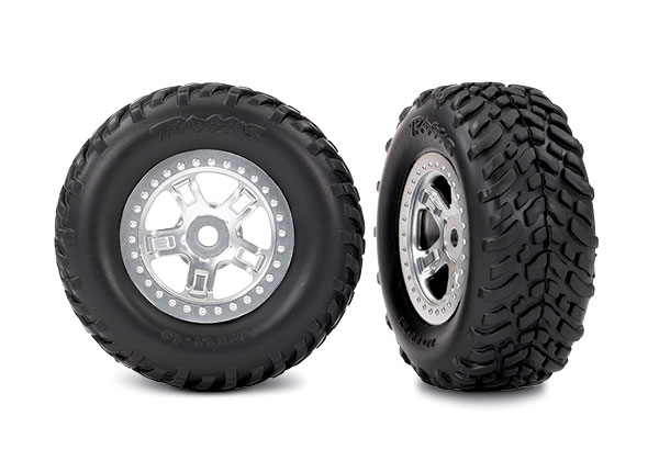 1/16 Satin Chrome SCT Wheels w/ Tires (2)