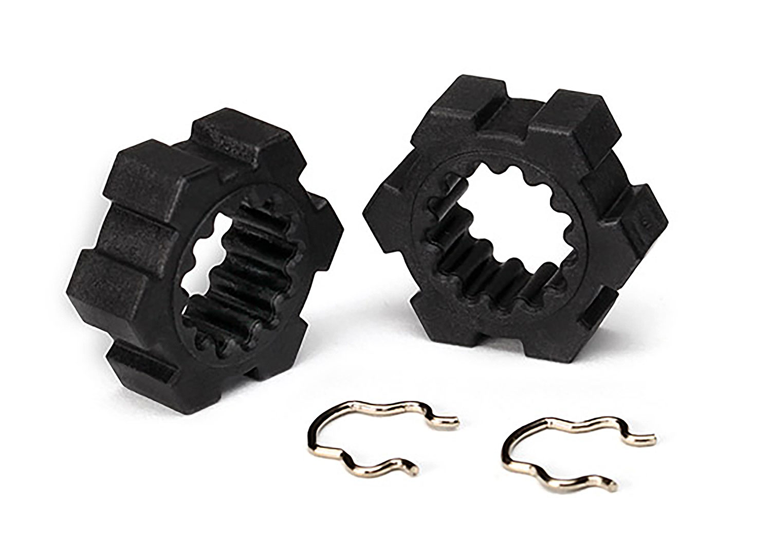 24 mm Splined Hex Wheel Hubs with Clips (2)