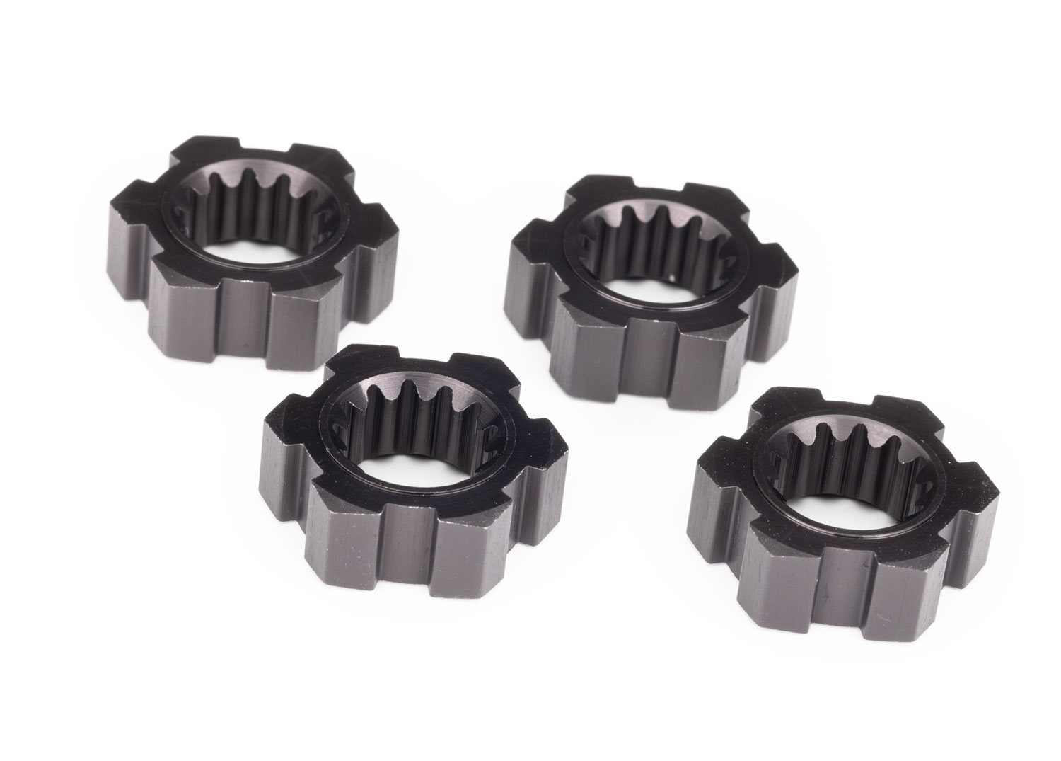 24 mm Gray Aluminum Splined Hex Wheel Hubs (4)