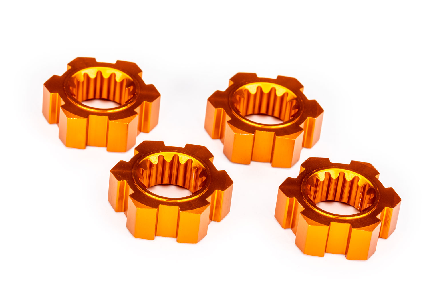 24 mm Orange Aluminum Splined Hex Wheel Hubs (4)