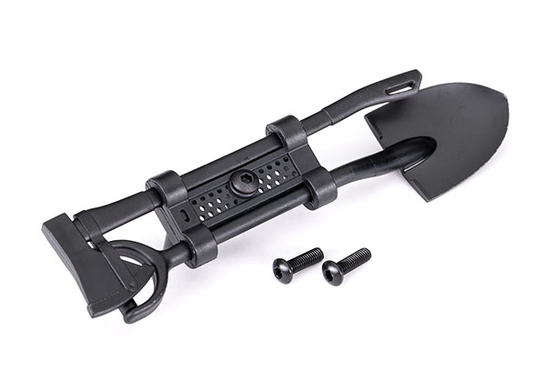 Black Shovel and Axe with Mounting Hardware
