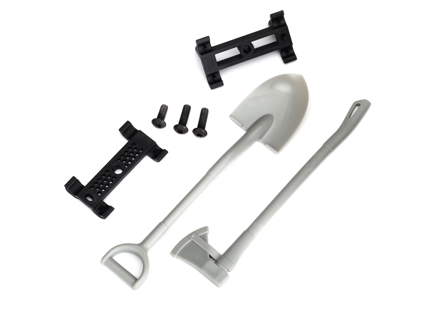 Red Shovel and Axe with Mounting Hardware