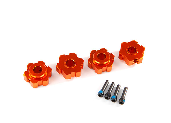 17 mm Orange Aluminum Hex Wheel Hubs (2)