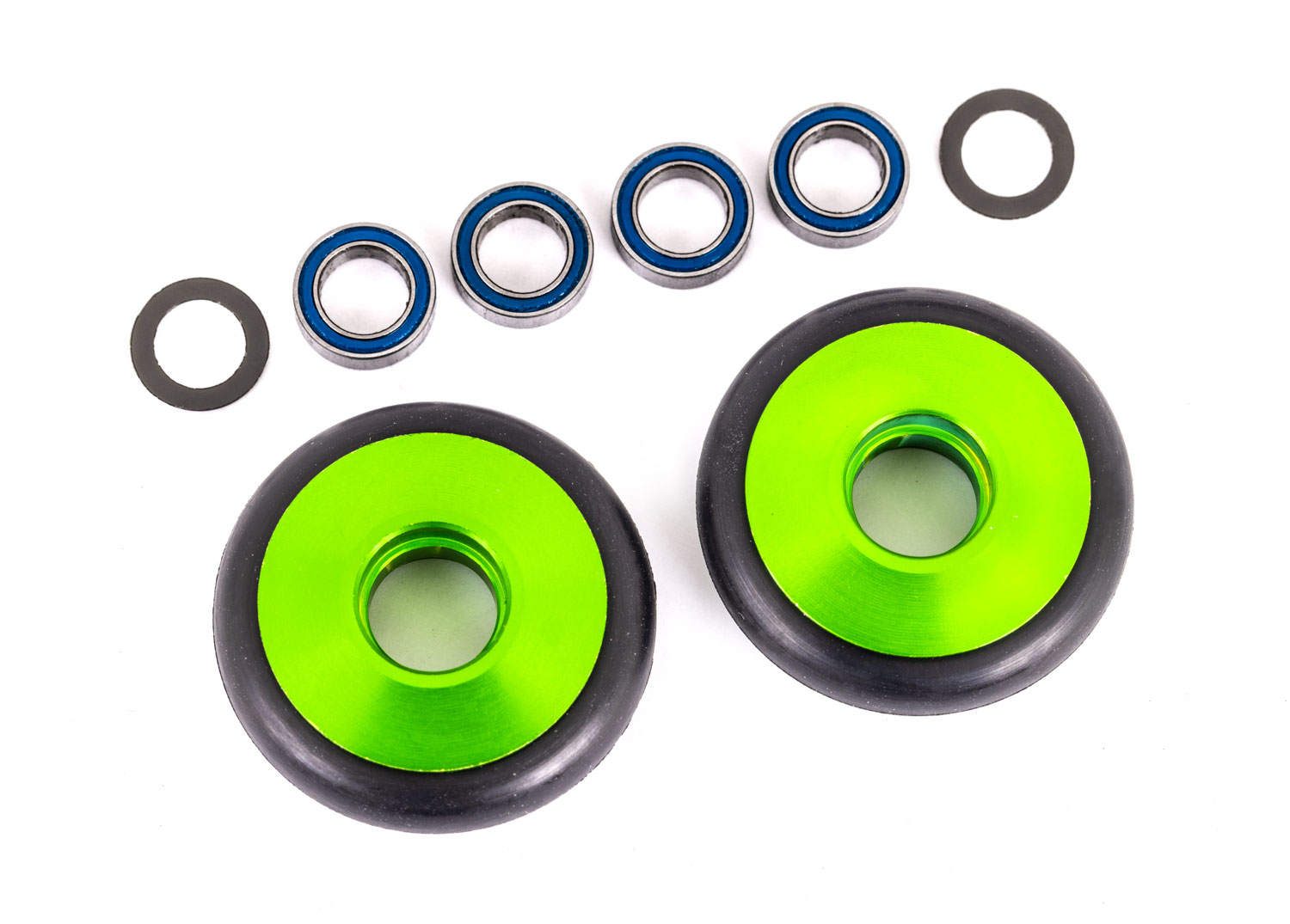 Green Aluminum Wheelie Bar Wheels & Bearings Green Aluminum Wheelie Bar Wheels & Bearings