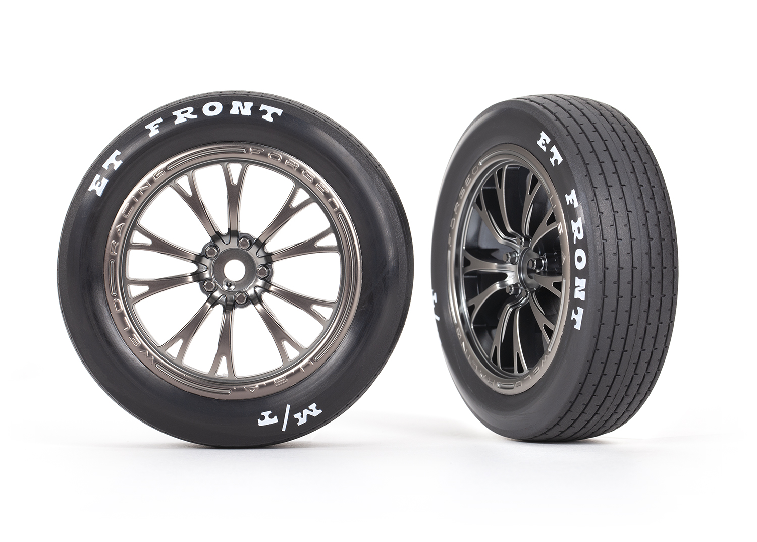 Weld Satin Black Chrome Front Wheels & MT Tires (2) Weld Satin Black Chrome Front Wheels & MT Tires (2)