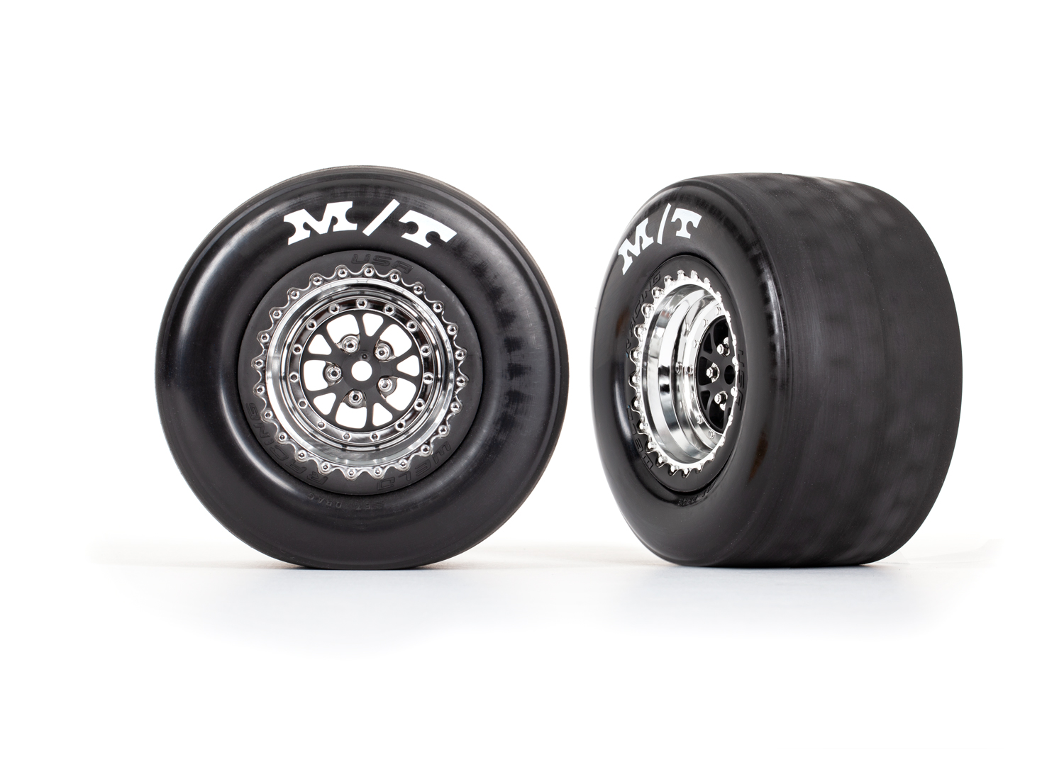 Weld Black and Chrome Rear Wheels & MT Tires (2)