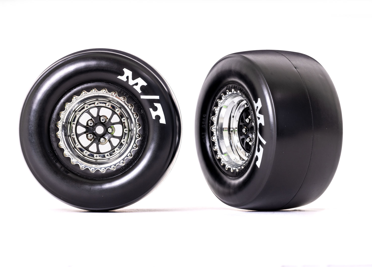 Weld Black Rear Wheels & Sticky MT Tires (2) Weld Black Rear Wheels & Sticky MT Tires (2)