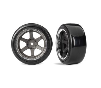 1.9" Gray 6-Spoke Rear Wheels & Soft Drift Tires (2)