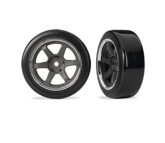 1.9" Gray 6-Spoke Front Wheels & Soft Drift Tires (2)