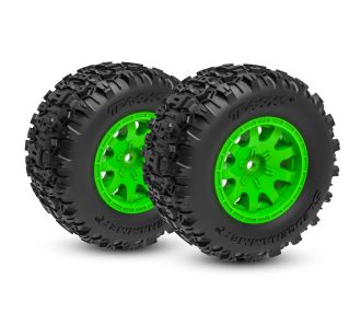 Green Rear Wheels w/ Sledgehammer Tires (2)
