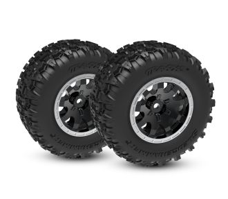 Black & Satin Front Wheels w/ Sledgehammer Tires (2)