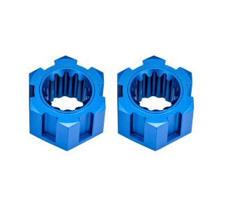 Blue Aluminum Front Sand Car Hex Hubs & Clips (2)