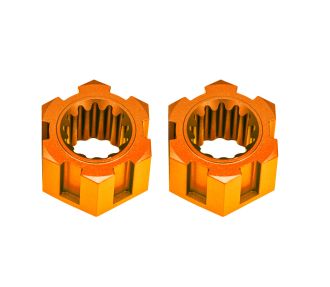 Orange Aluminum Front Sand Car Hex Hubs & Clips (2)