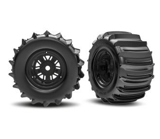 3.2" Funco Black Rear Wheels & Paddle Tires (2)