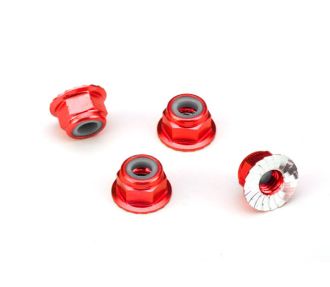 4 mm Red Aluminum Lock Nuts (4)