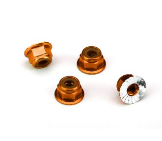 4 mm Orange  Aluminum Lock Nuts (4)