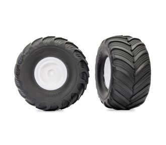 Monster Truck White Wheels & Terra Groove Tires (2)