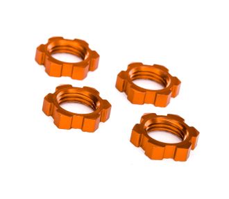Serrated 17 mm Orange Aluminum Splined Wheel Nuts (4)