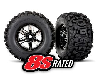 X-Maxx Black Chrome Wheels w/ Sledgehammer Tires (2)