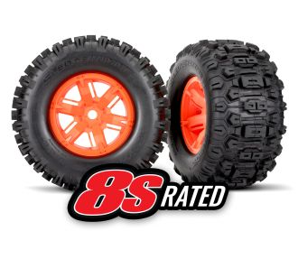X-Maxx Orange Wheels w/ Sledgehammer Tires (2)
