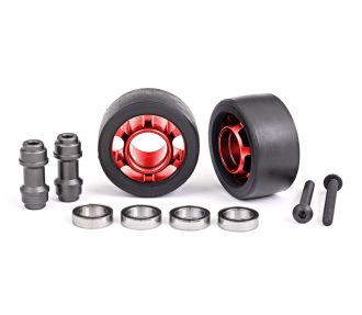 Red Aluminum Wheelie Bar Wheels w/ Hardware (2)