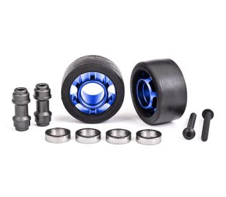 Blue Aluminum Wheelie Bar Wheels w/ Hardware (2)
