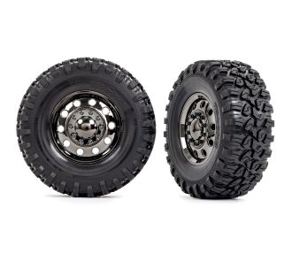 2.2" Black Chrome Front Wheels & Canyon RT Tires (2)