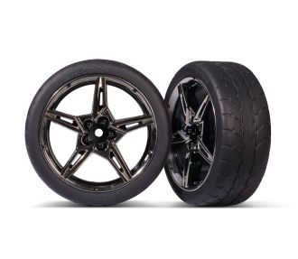2.1" Black Chrome Front Wheels & Response Tires (2)