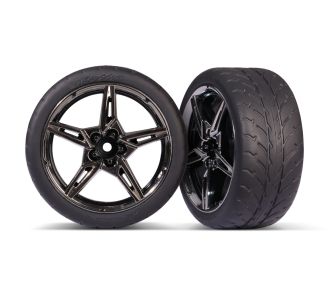 2.1" Black Chrome Rear Wheels & Response Tires (2)