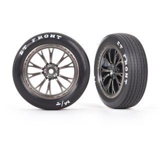 Weld Satin Black Chrome Front Wheels & MT Tires (2)