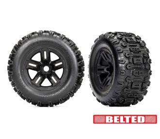 3.8" Black Wheels & Belted Sledgehammer Tires (2)