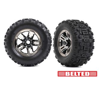 3.8" Blk Chrome Wheels & Belted Sledgehammer Tires (2)