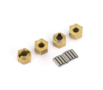 7 mm Brass Wheel Hubs (4) with Axle Pins
