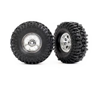 TRX-4M 1" Chrome Wheels w/ MT Baja Pro Tires (2)