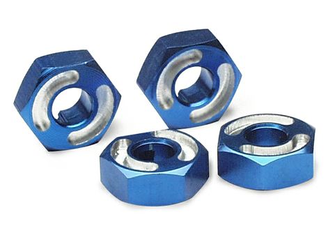 14 mm Blue Aluminum Wheel Hubs with Pins (4)